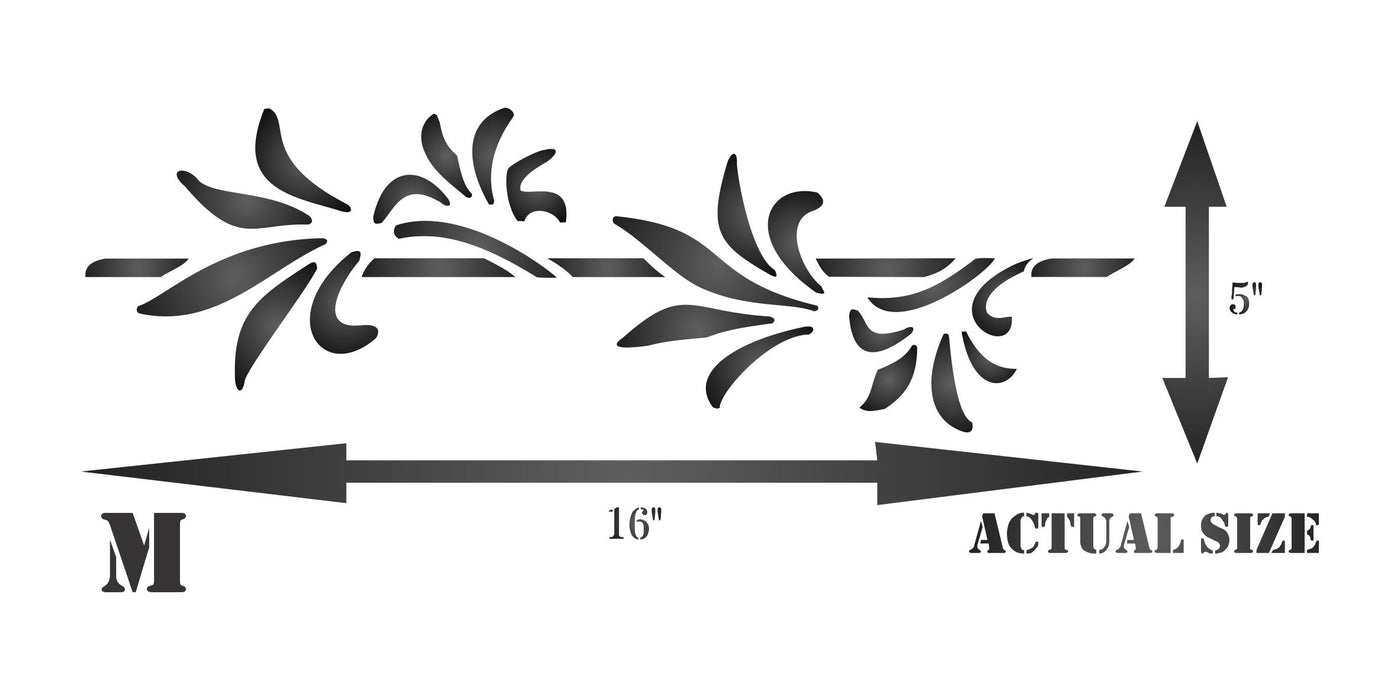 Palm Leaf Stencil - Classic Art Deco Leaf Border