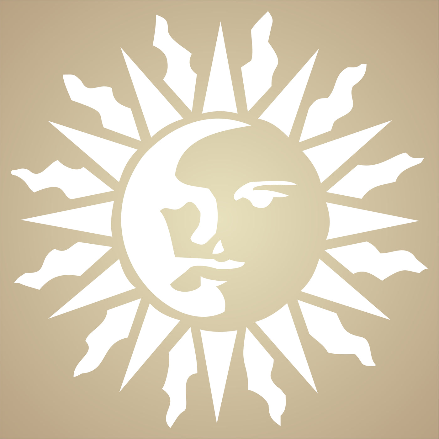 Sun Stencil, 10 x 10 inch - Celestial Sun Face Art Nouveau Deco Style