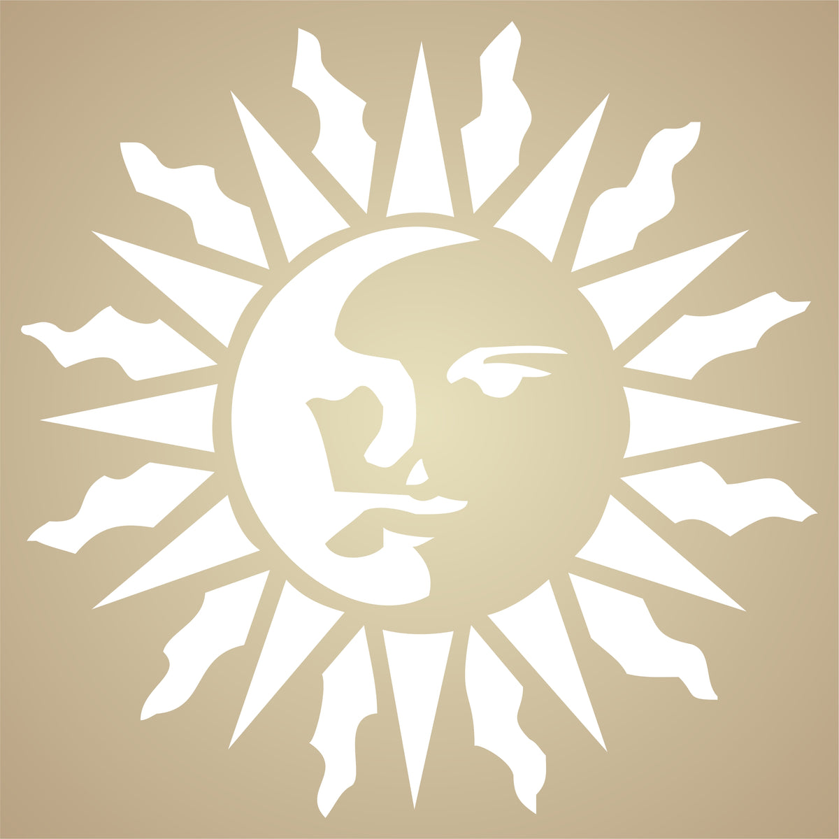 Sun Stencil, 8.26 x 8.26 cm - Celestial Sun Face Art Nouveau Deco Style