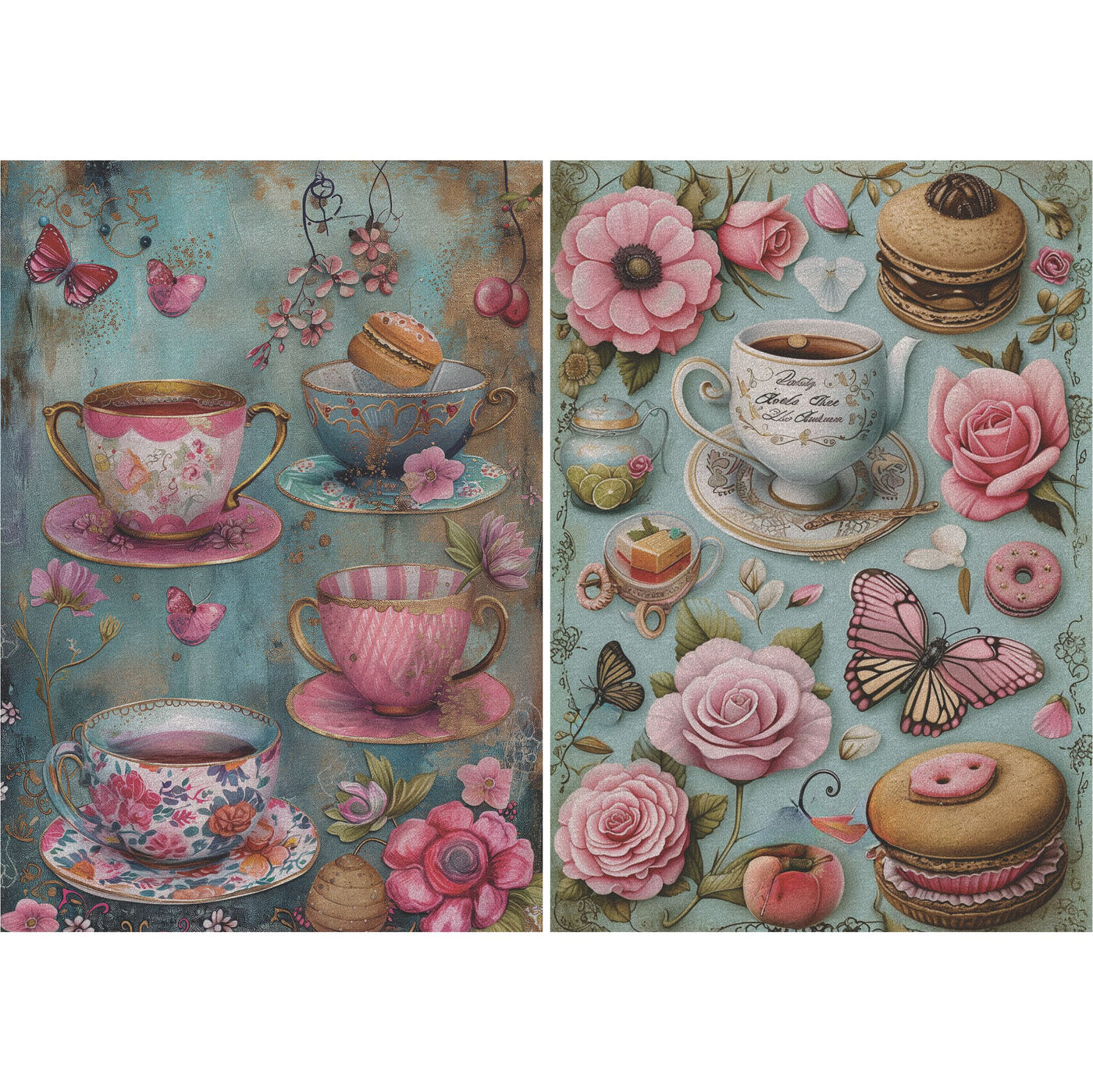 Tea Tand Macaroons Decoupage Rice Paper, 8 x 10.5 inch - for Scrapbooking Cards Crafts