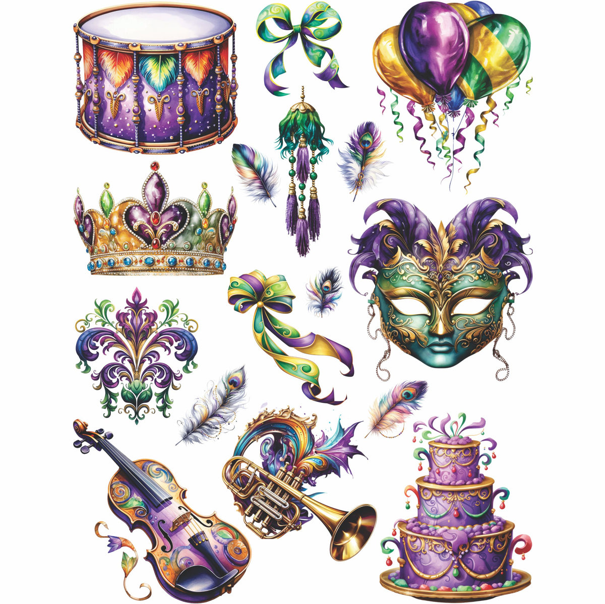 Mardi Gras Carnival Rice Paper, 20 x 26,6cm (6pc) - 6 Designs for Scrapbooking Cards Crafts, Decoupage by CRAFT KREATIVELY