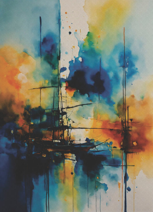 Abstract Boat Rice Paper, 29.21 x 40.64 cm - for Decoupage Print Crafts