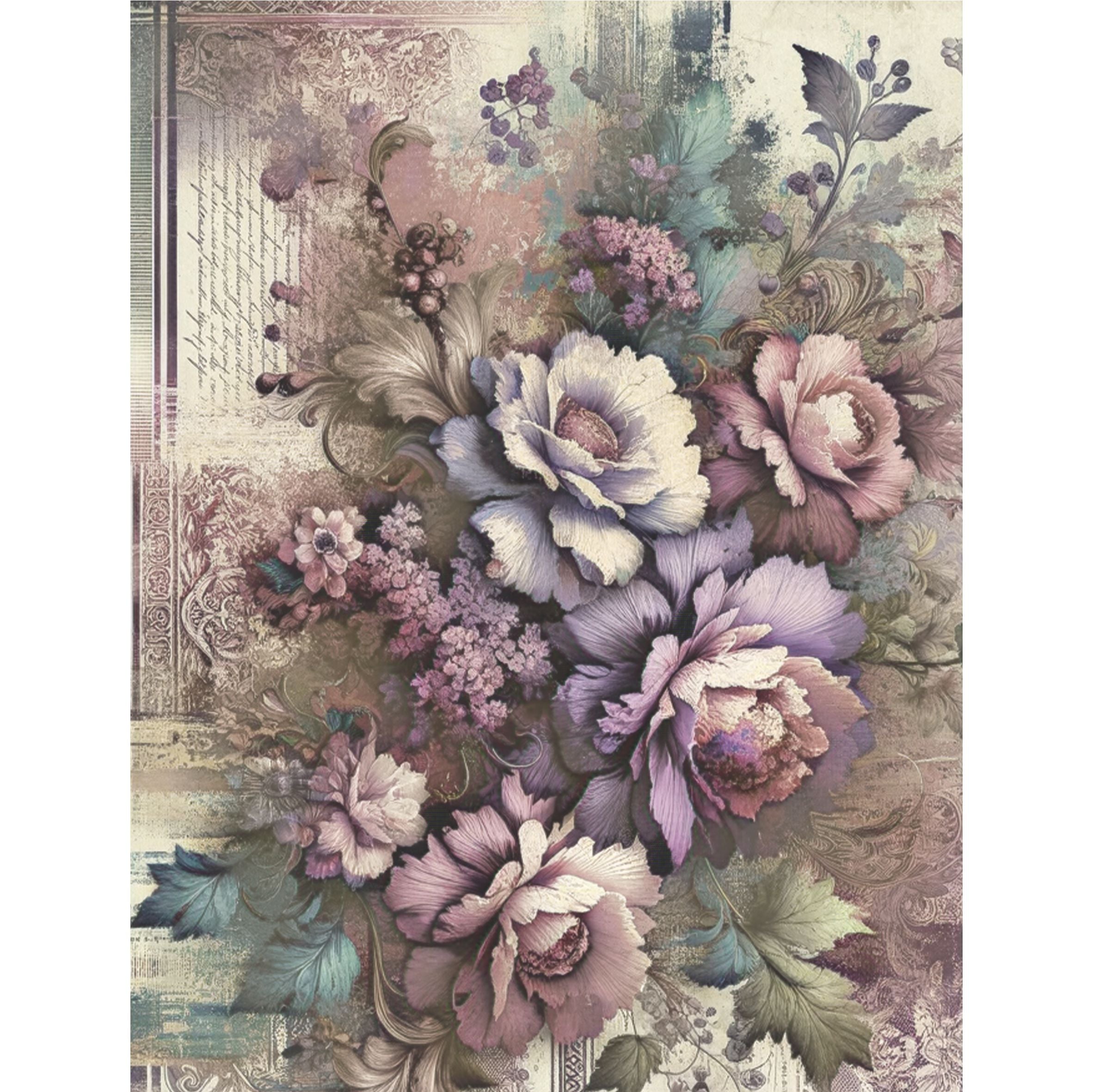 Peony Rice Paper, 8 x 10.5 inch - for Decoupage Scrapbooking Cards Crafts