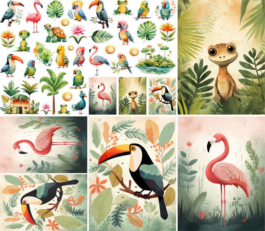 Jungle Animals Rice Paper, 8 x 10.5 inch â€“ Decoupage Scrapbooking Cards Craft