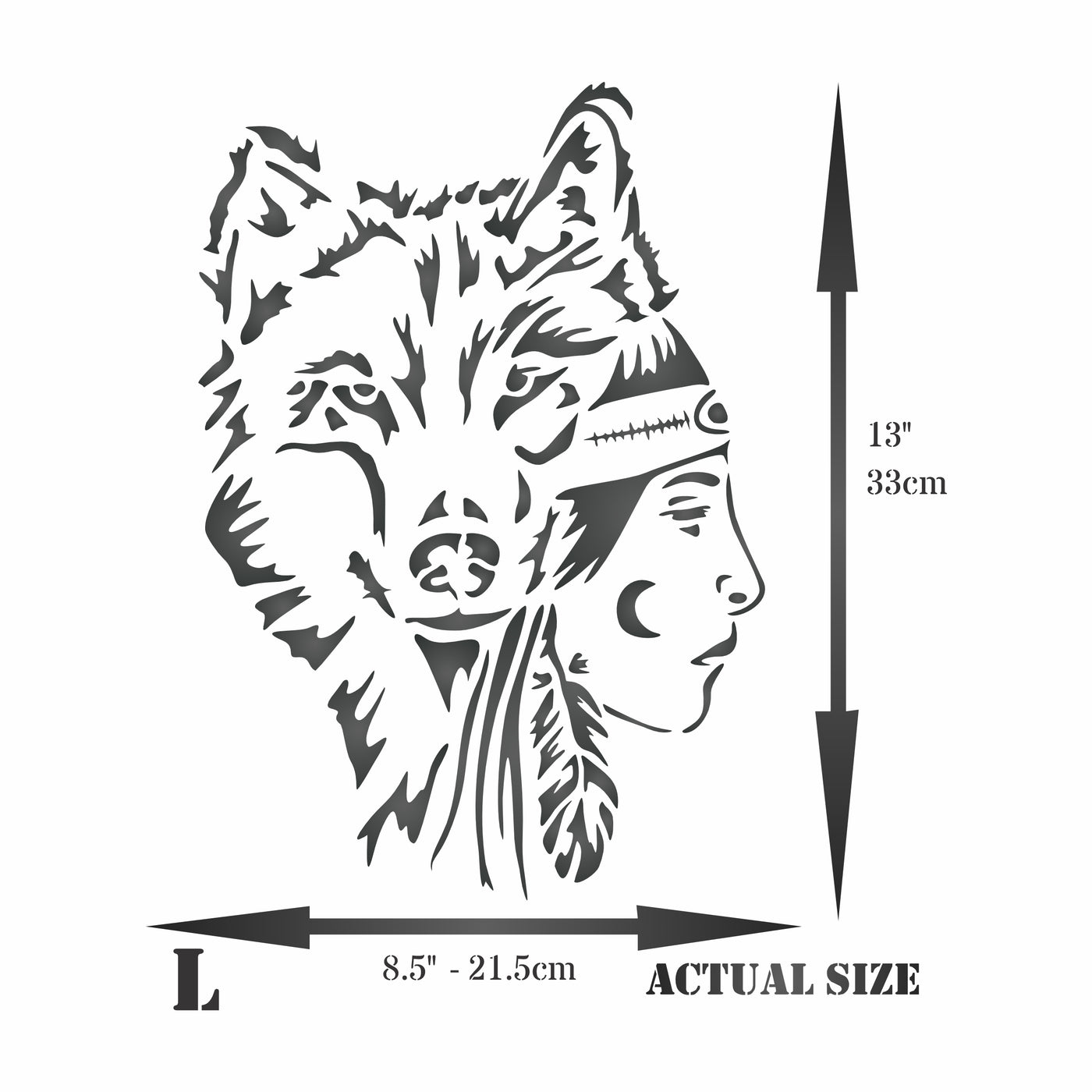 Wolf Girl Stencil - Native American Protectors of Souls Spirit Guide