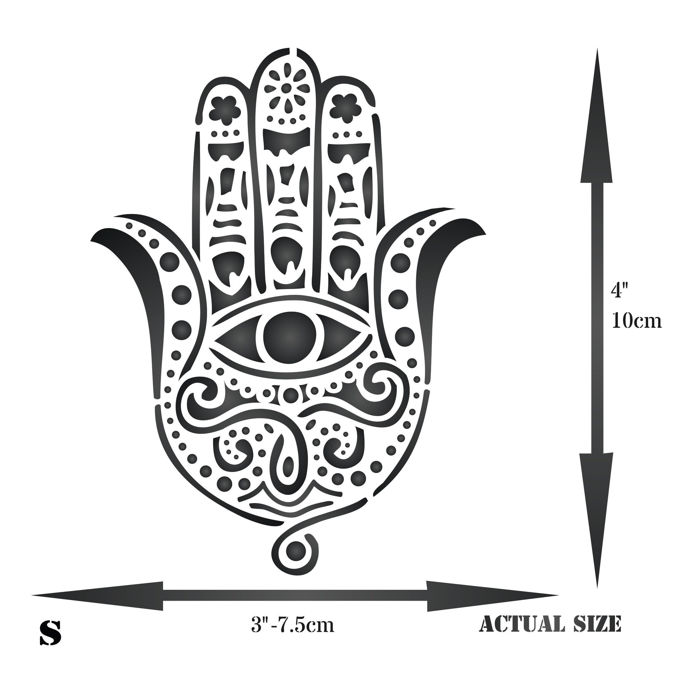 Fatimas Hand Stencil - Hamsa Hand Islam Judaism Kabbalah