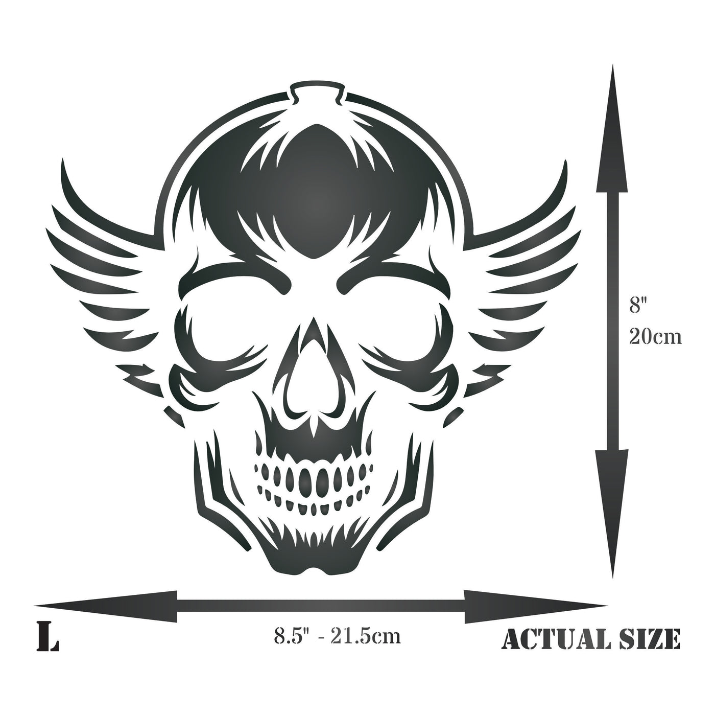 Winged Skull Stencil - Reusable Mylar Halloween Gothic Design for Painting