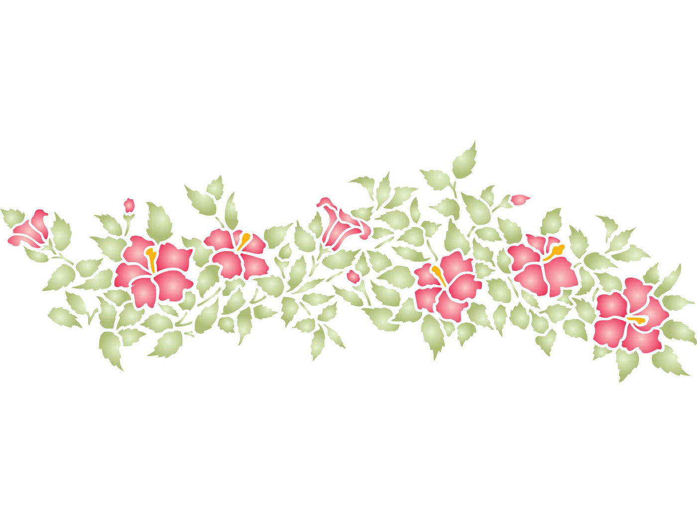 Hibiscus Stencil, 21.5 x 7.5 inch - Classic Hybiscus Flower Border