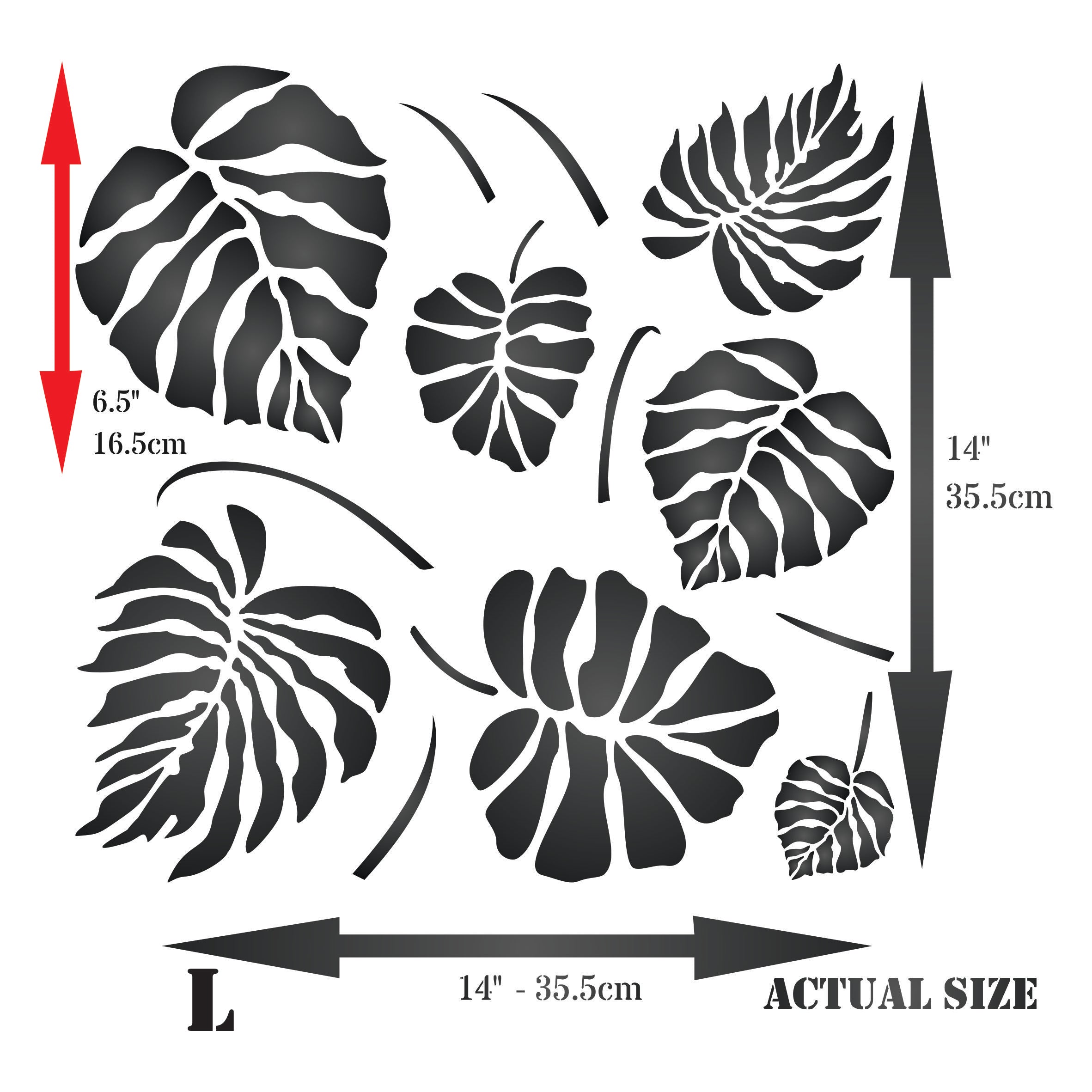 Monstera Leaves Stencil - Large Tropical Philodendron