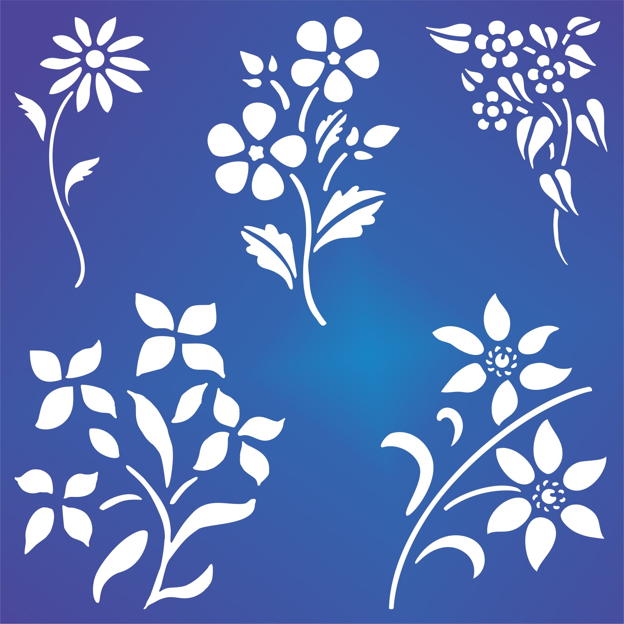 Floral Set Stencil - Classic Flower Designs