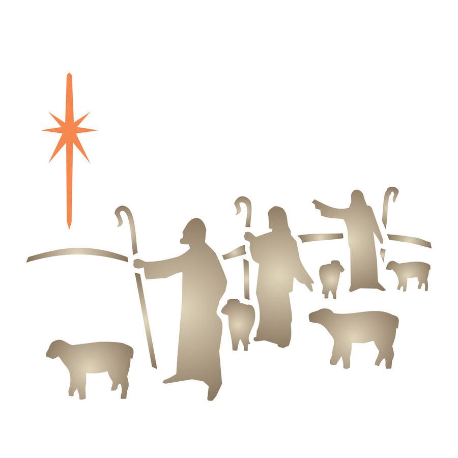 Christmas Shepherds Stencil - Classic Religious Nativity Decor Cards