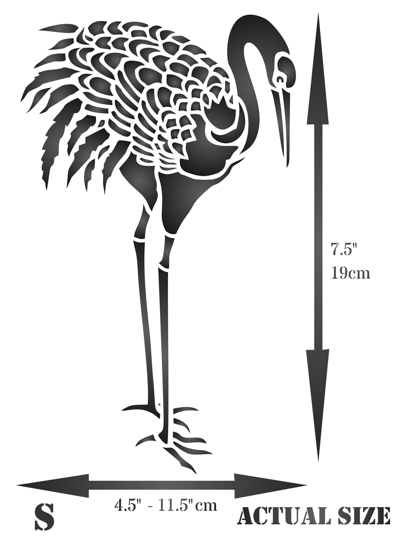 Heron Stencil - 11.5 x 19cm (S) - Reusable Japanese Oriental Crane Bird Wall Stencil Template