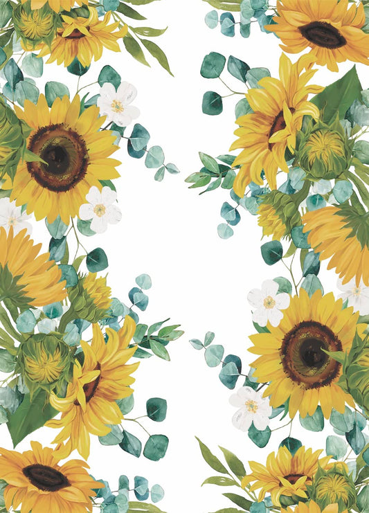 Sunflower Border Rice Paper, 29.21 x 40.64 cm - 3 sheets Printed Mulberry Paper Border Images 36gsm Visible Fibres for Decoupage Furniture Renovation Crafts