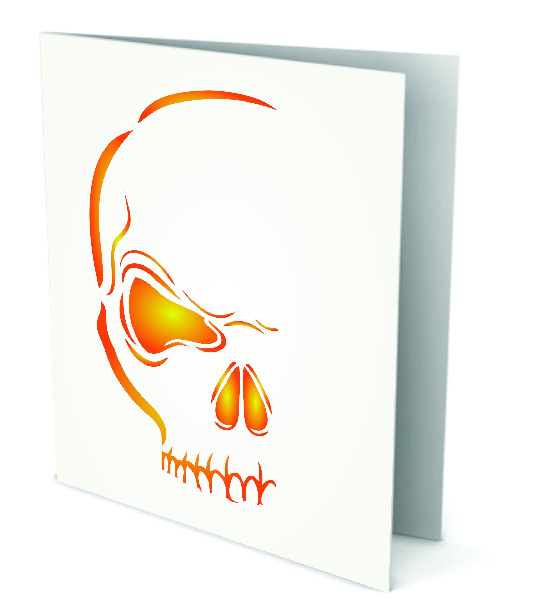 Evil Skull Halloween Stencil - 7.5 x 16.5cm (S) - Reusable Half Head Holiday Wall Stencil Template .