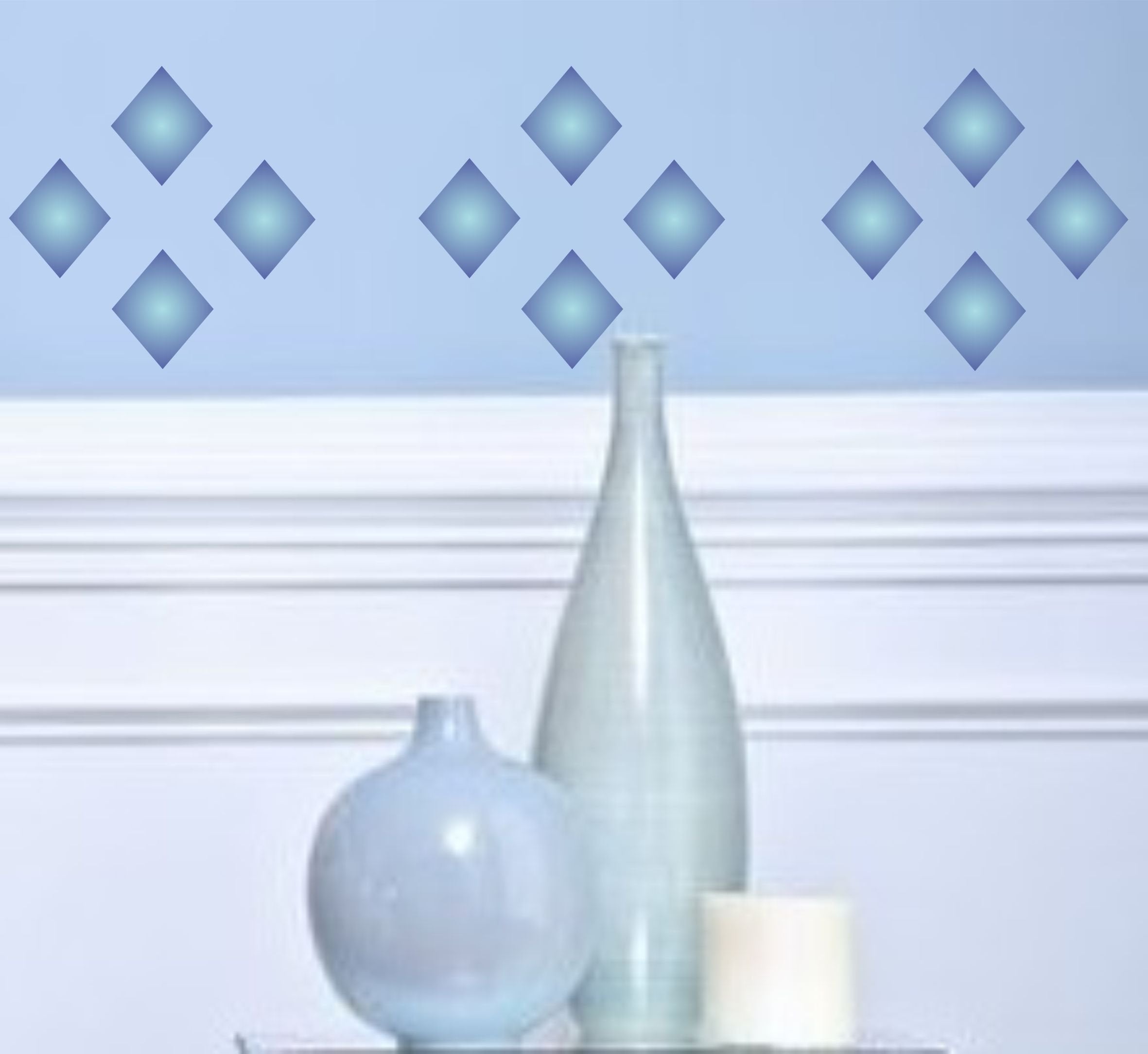 Diamond Pattern Stencil - 18 x 7.5cm - Reusable Harlequin Border Geometric Shape Wall Stencils for Painting