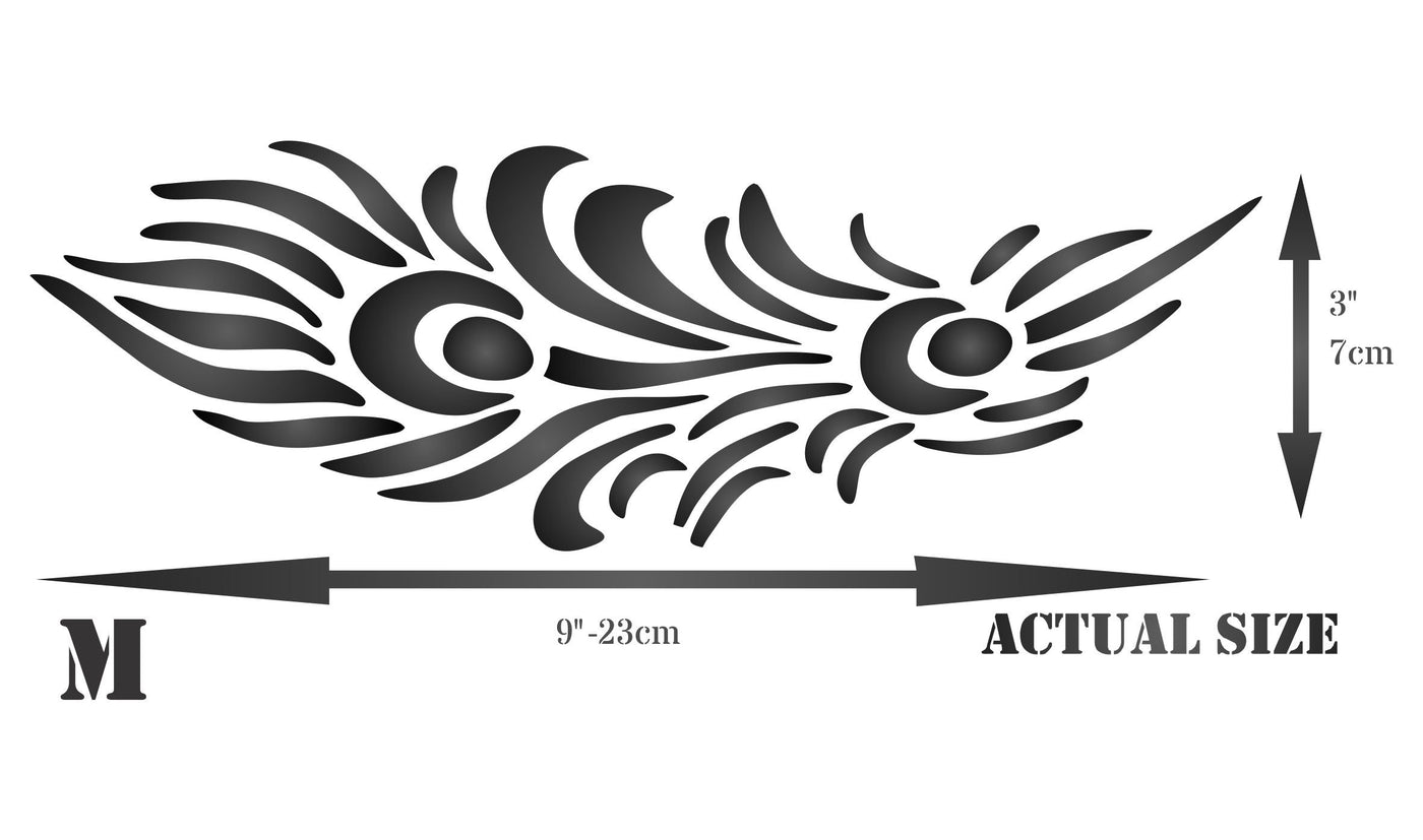 Peacock Feather Stencil - Reusable Bird Feathers Plumage Plume Wall Stencil Template .