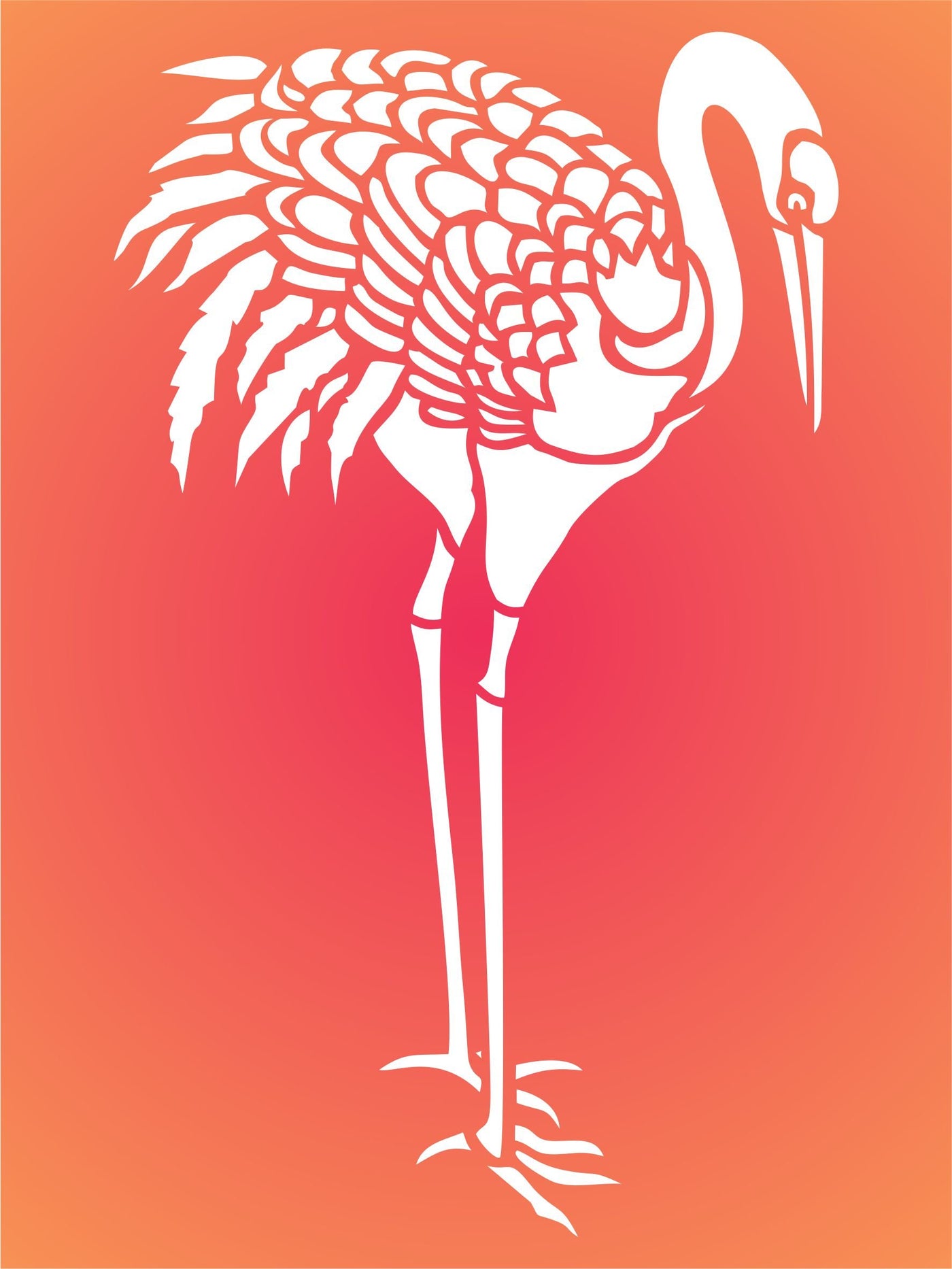 Heron Stencil - 11.5 x 19cm (S) - Reusable Japanese Oriental Crane Bird Wall Stencil Template