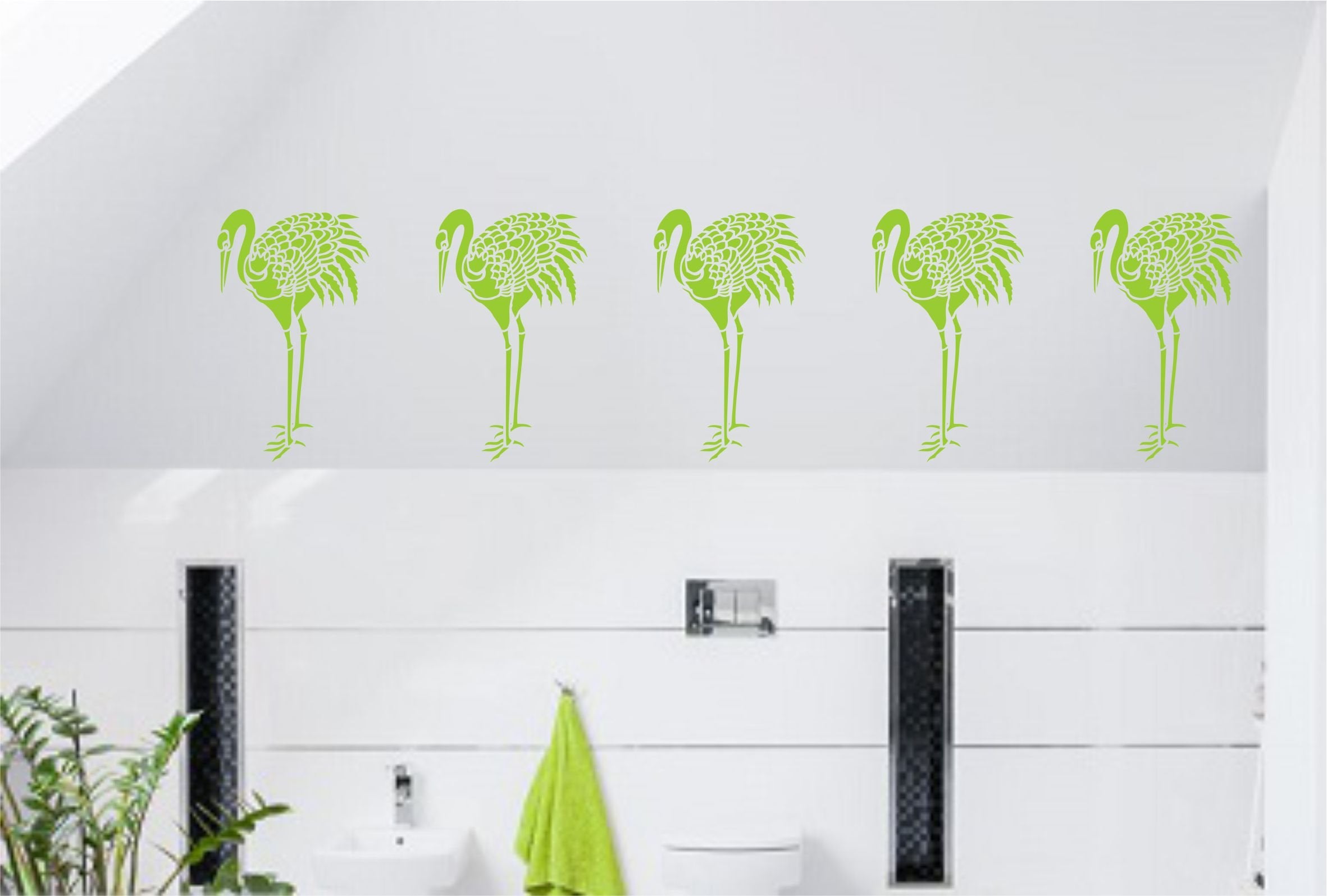 Heron Stencil - 11.5 x 19cm (S) - Reusable Japanese Oriental Crane Bird Wall Stencil Template