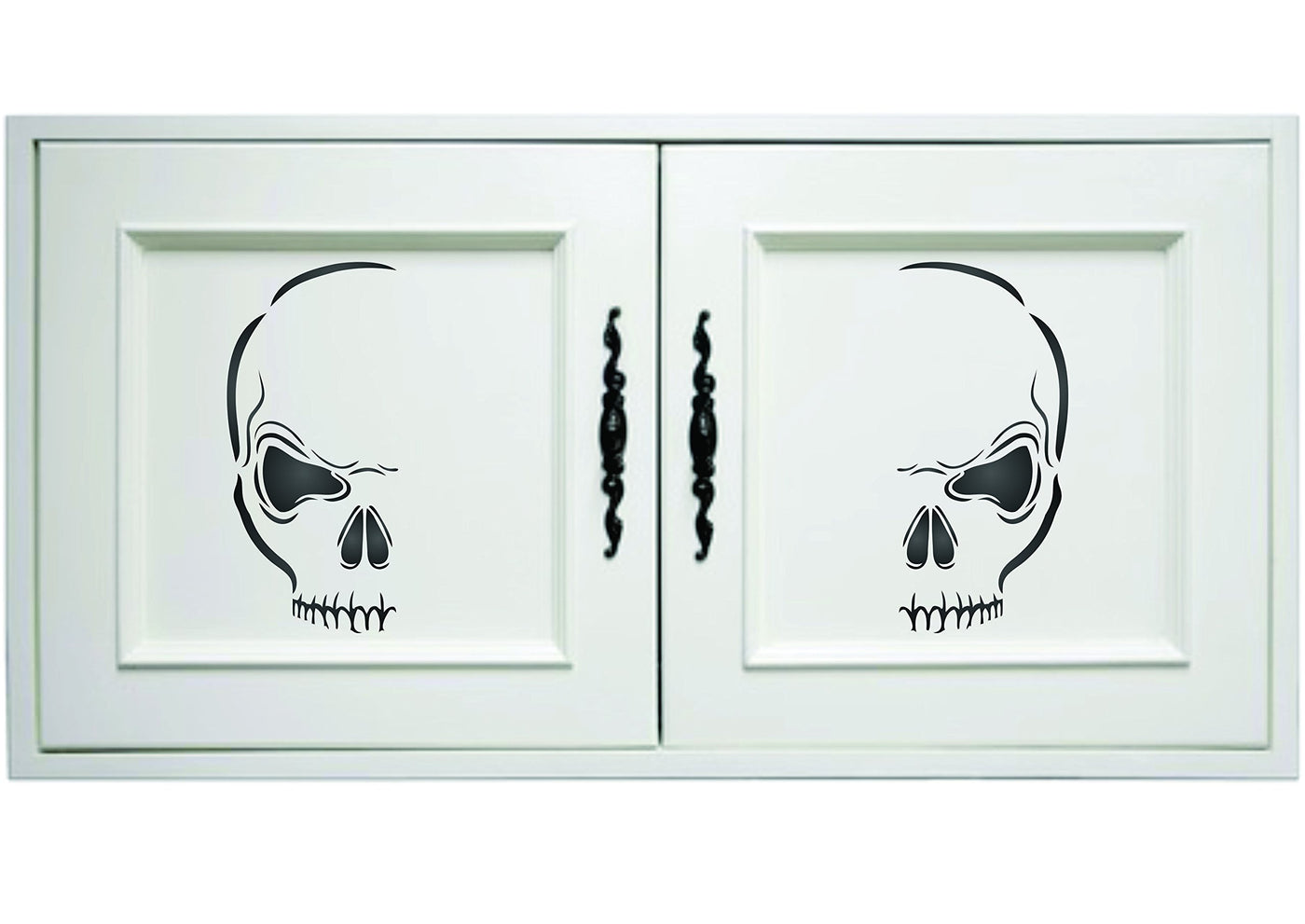 Evil Skull Halloween Stencil - 7.5 x 16.5cm (S) - Reusable Half Head Holiday Wall Stencil Template .