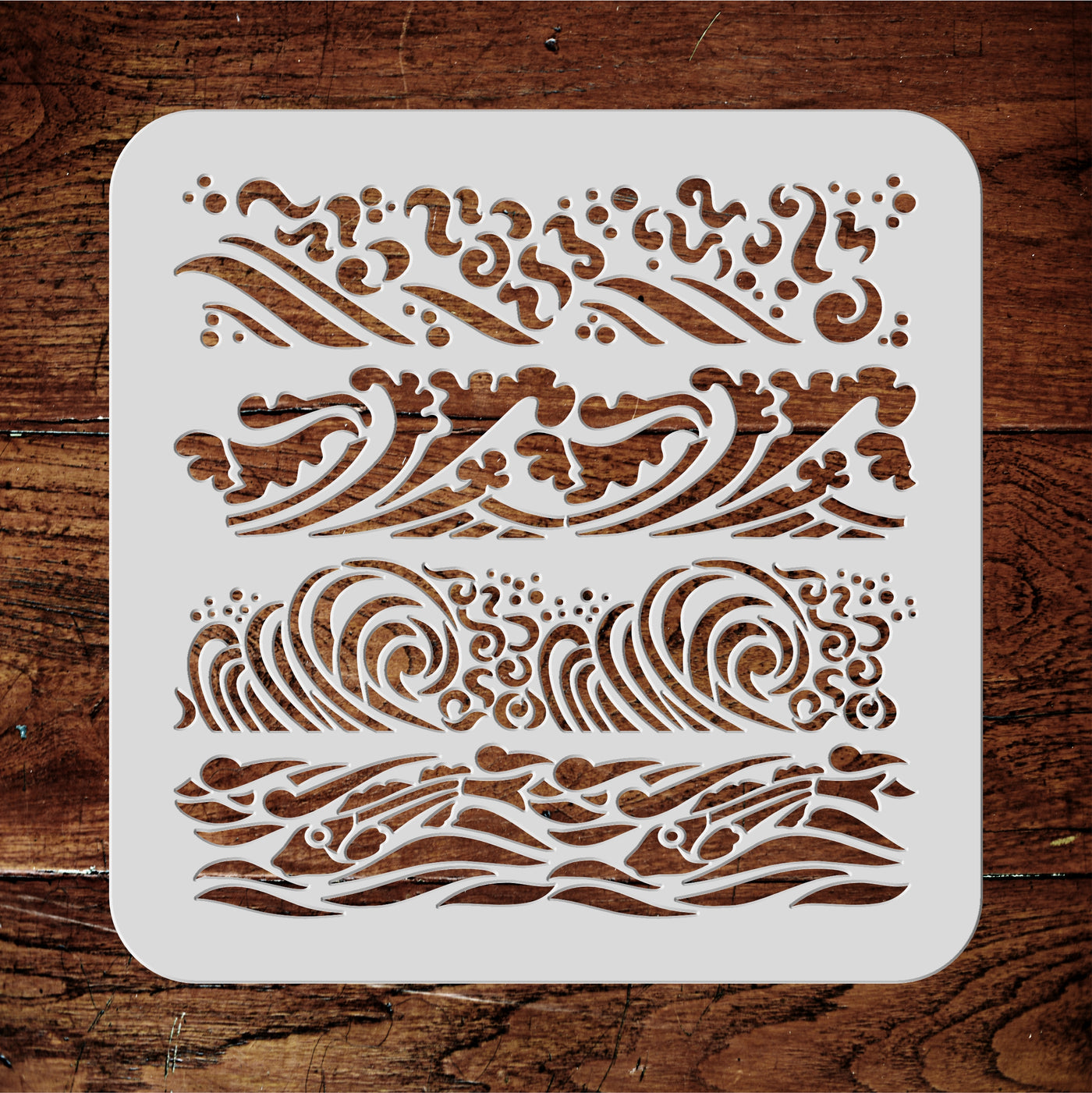 Waves Stencil - Sea Ocean Nautical Seashore Reef Border