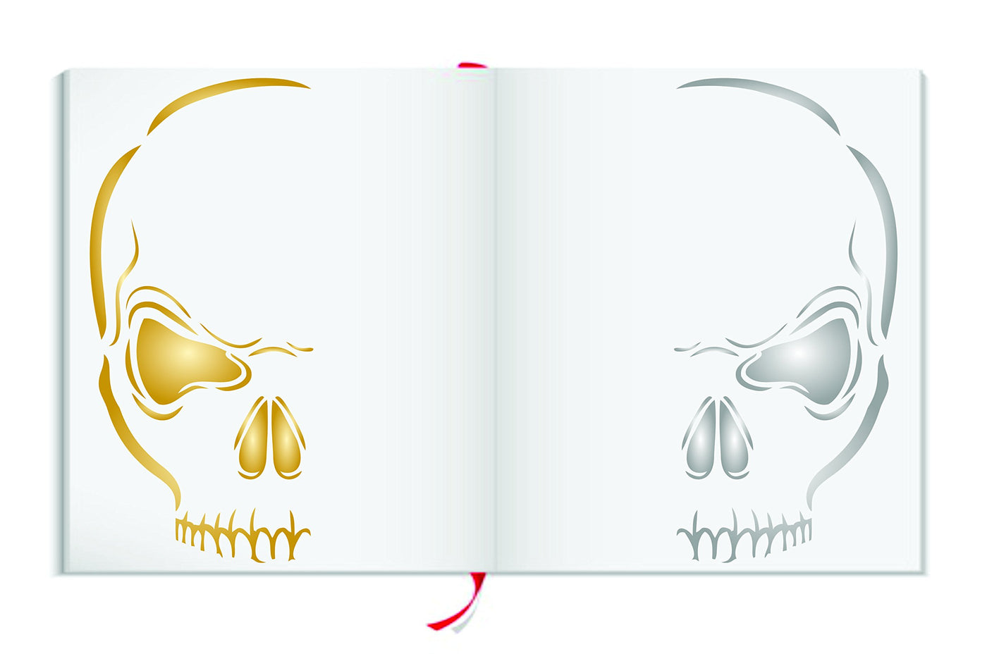 Evil Skull Halloween Stencil - 7.5 x 16.5cm (S) - Reusable Half Head Holiday Wall Stencil Template .
