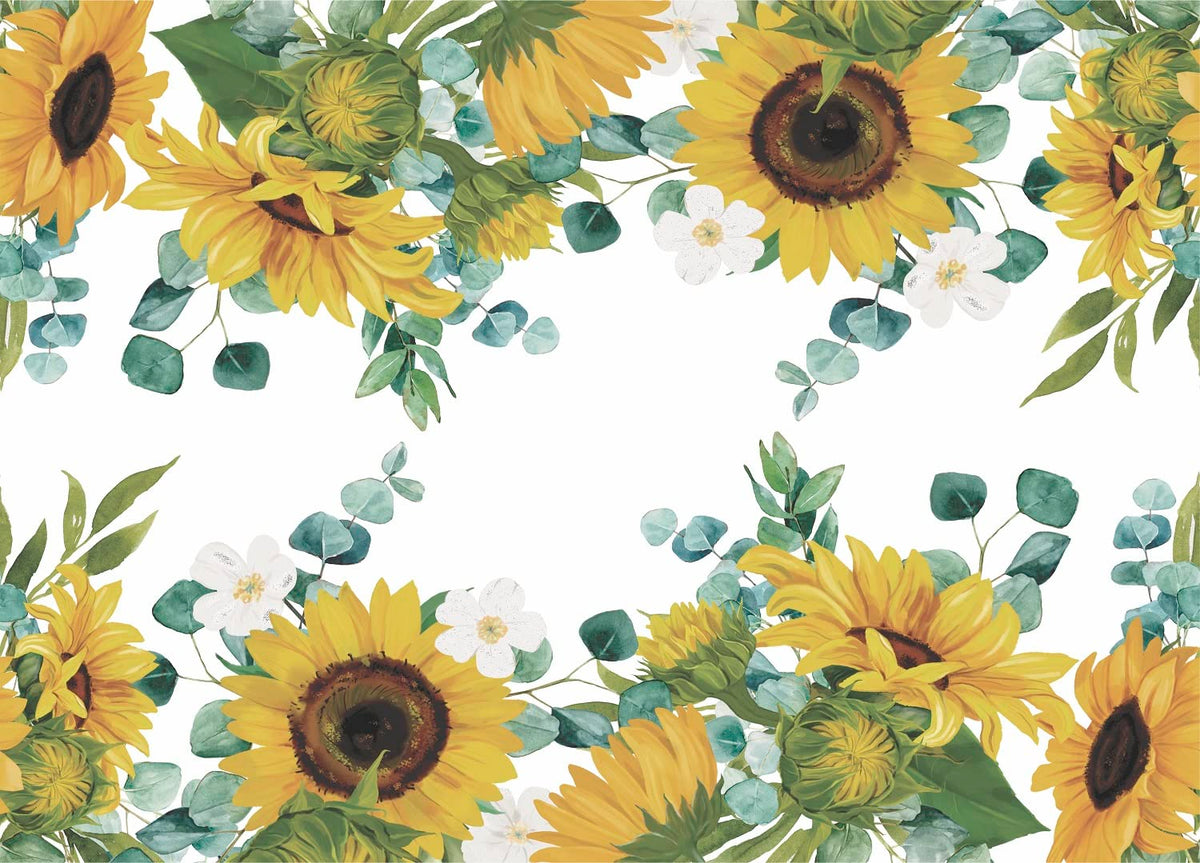 Sunflower Border Rice Paper, 29.21 x 40.64 cm - 3 sheets Printed Mulberry Paper Border Images 36gsm Visible Fibres for Decoupage Furniture Renovation Crafts