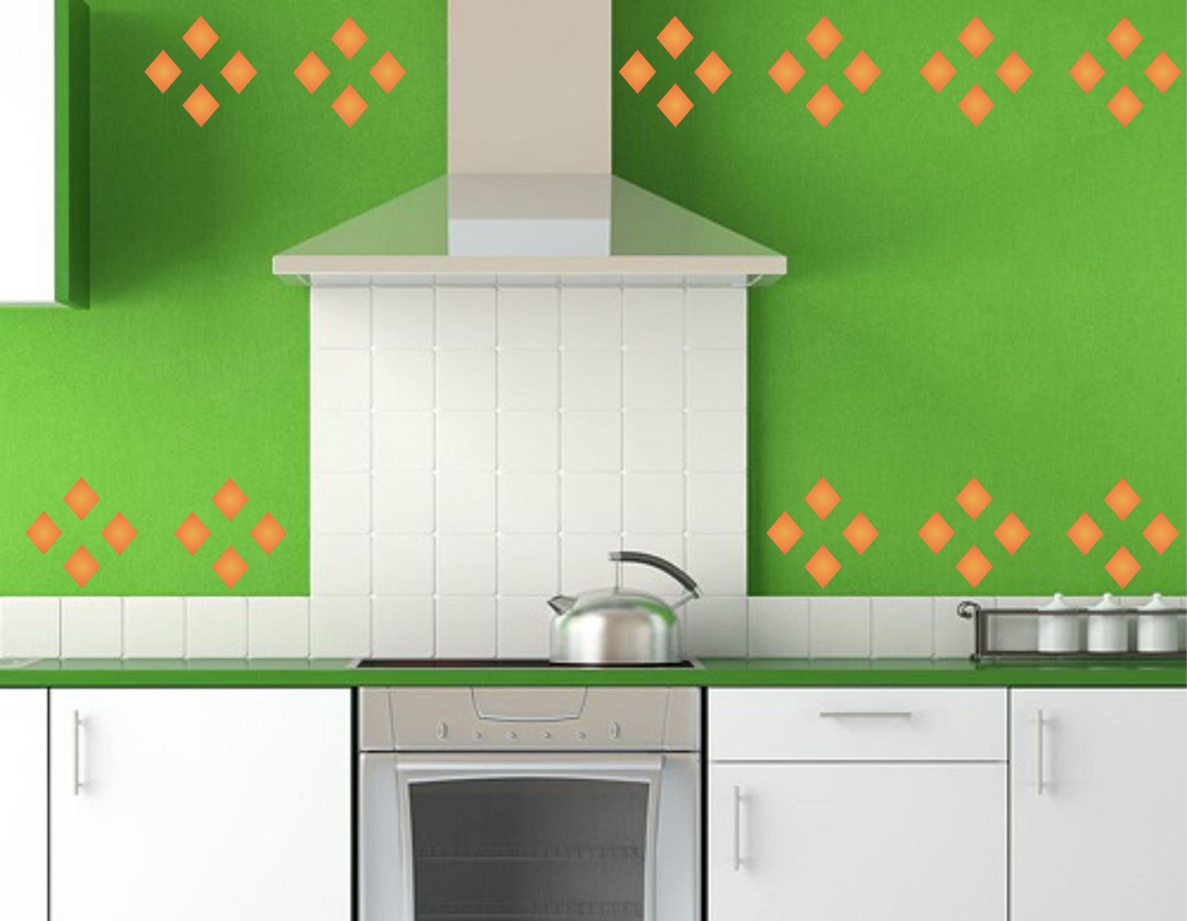 Diamond Pattern Stencil - 18 x 7.5cm - Reusable Harlequin Border Geometric Shape Wall Stencils for Painting
