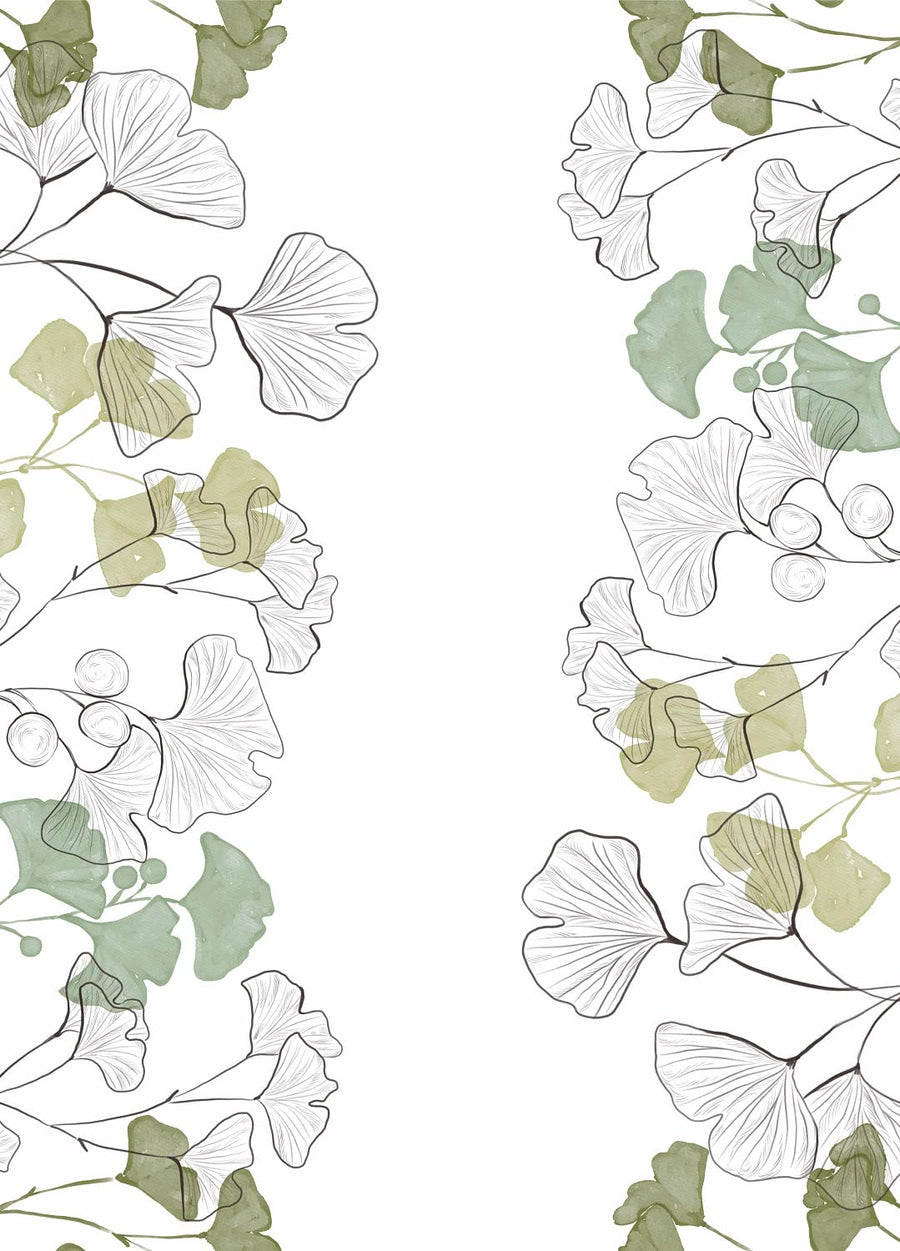 Ginkgo Border Rice Paper, 29.21 x 40.64 cm - 3 sheets Printed Mulberry Paper Border Images 36gsm Visible Fibres for Decoupage Furniture Renovation Crafts