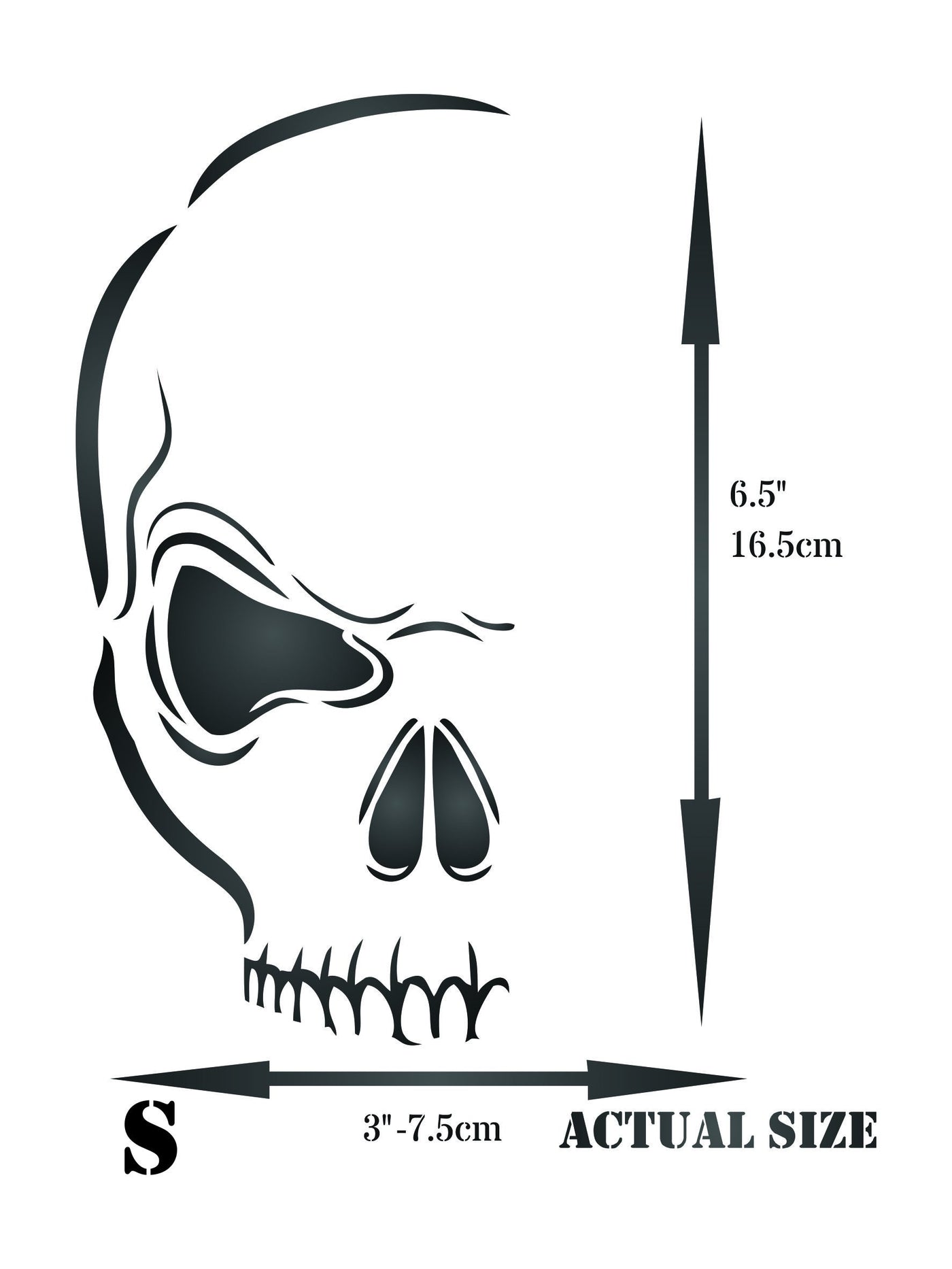 Evil Skull Halloween Stencil - 7.5 x 16.5cm (S) - Reusable Half Head Holiday Wall Stencil Template .