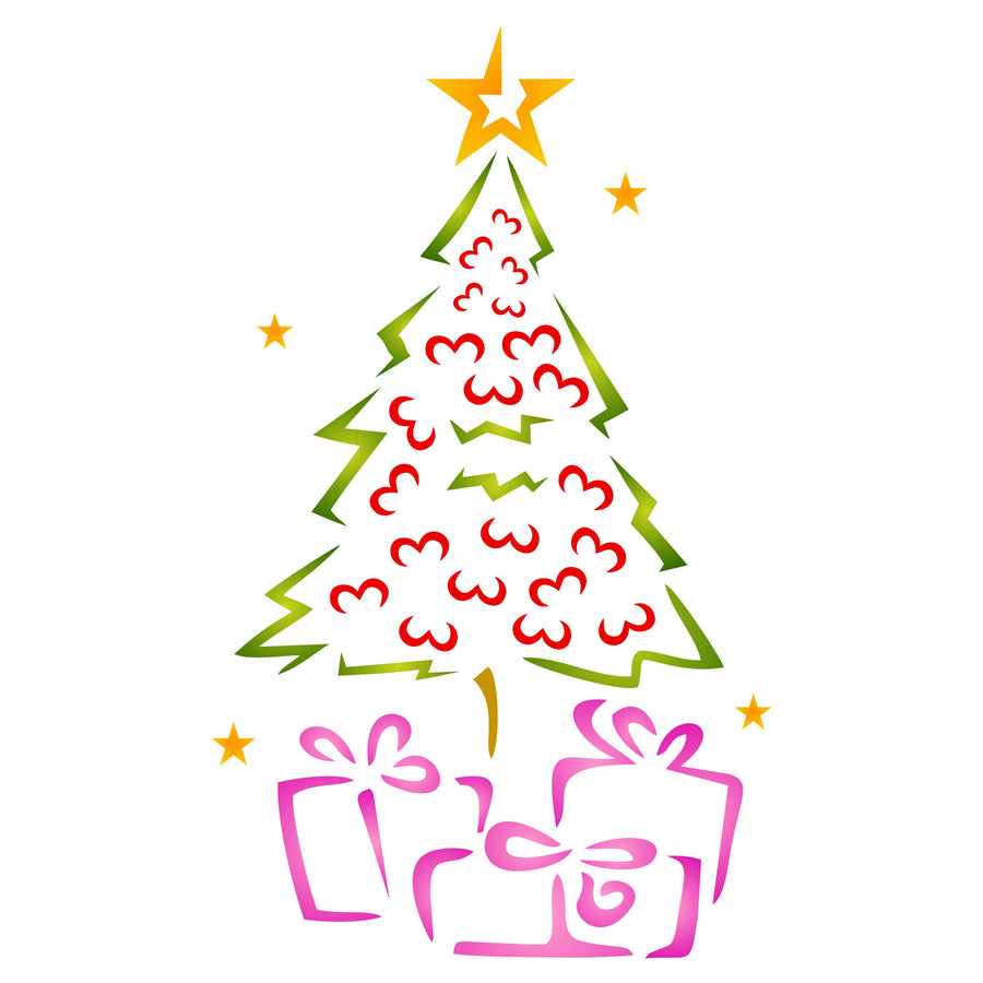 Christmas Tree Stencil - 7.5 x 12.5cm (S) - Reusable Holiday Stencil Template for DIY Cards Decorations Projects.