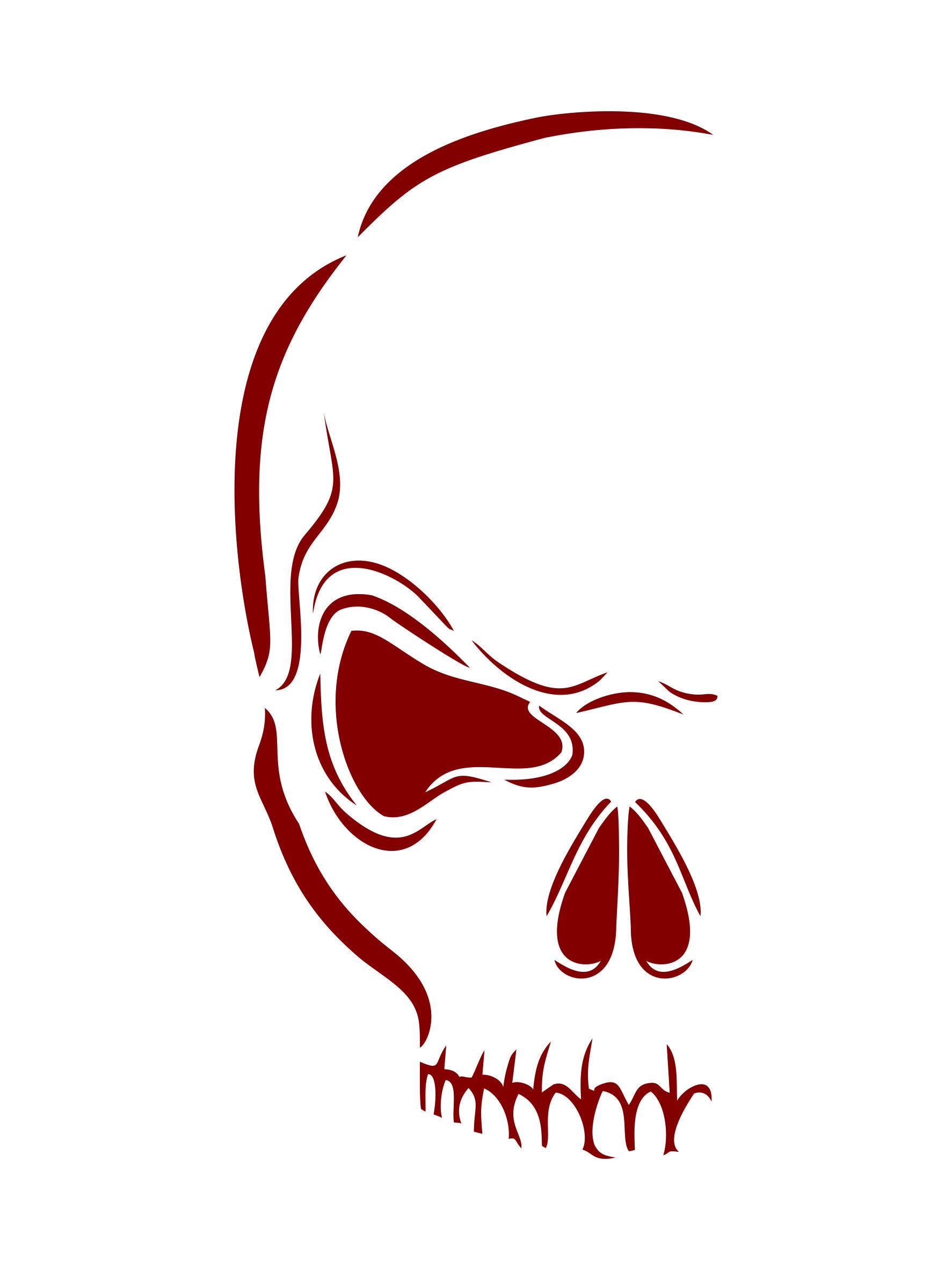 Evil Skull Halloween Stencil - 7.5 x 16.5cm (S) - Reusable Half Head Holiday Wall Stencil Template .