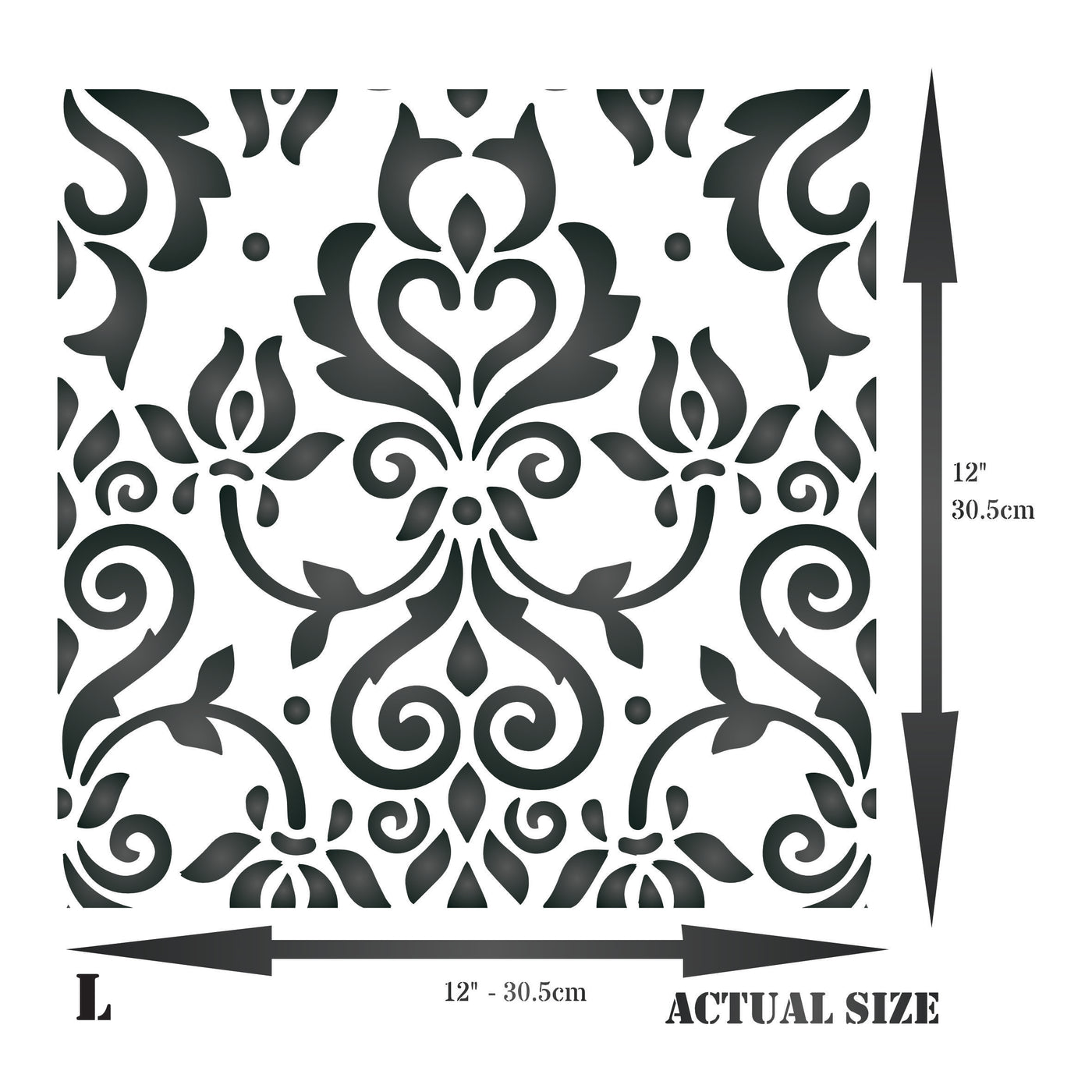 Damask Tile Stencil - Reusable Victorian Floor Furniture