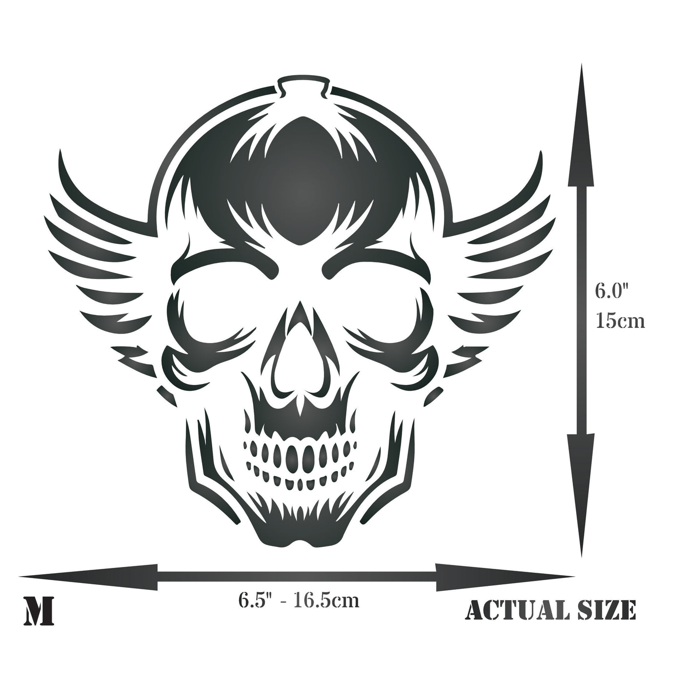 Winged Skull Stencil - Reusable Mylar Halloween Gothic Design for Painting