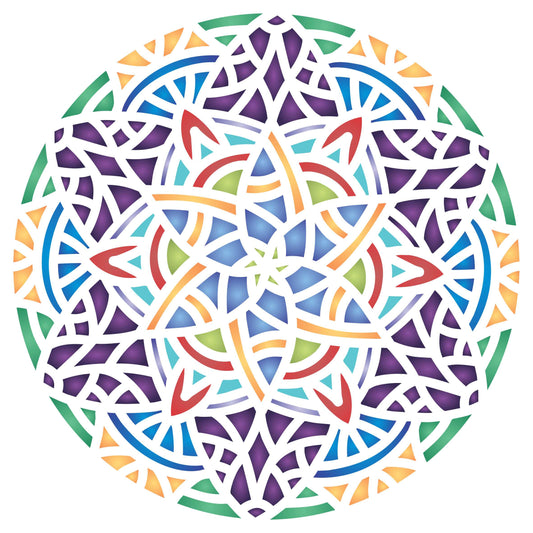 Arabic Mandala Stencil, 16.51 x 16.51 cm - Islamic Mosaic Arabic Geometric Design