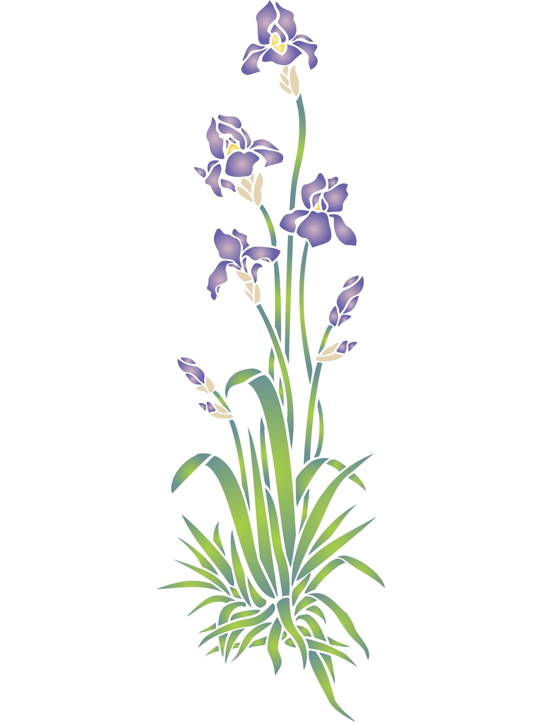 Iris Stencil, 6.5 x 20.5 inch - Single Flower Floral Plant