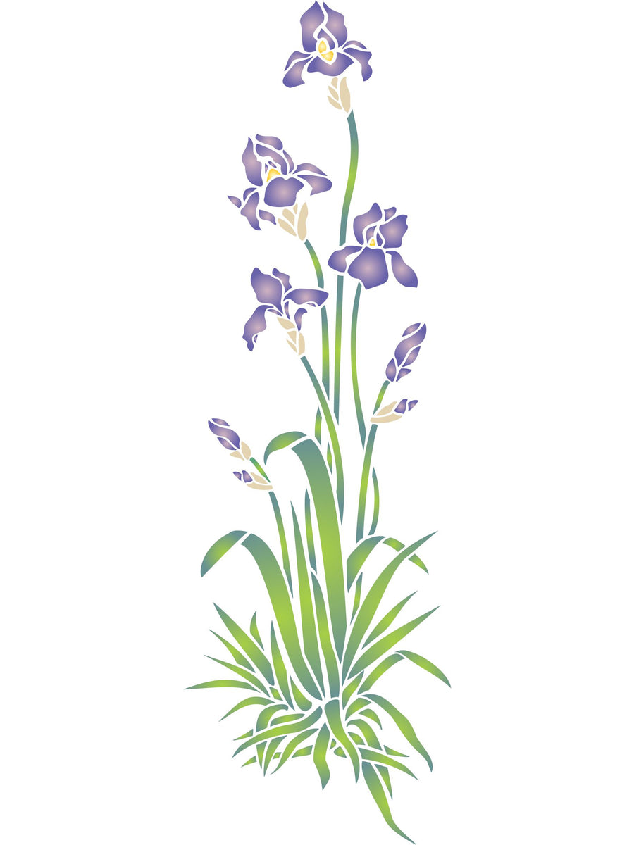 Iris Stencil, 6.5 x 20.5 inch - Single Flower Floral Plant