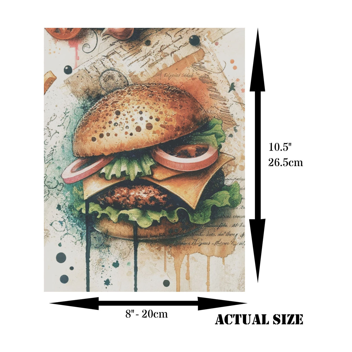Burger Rice Paper, 20.32 x 26.67 cm - for Decoupage Scrapbooking Cards Crafts