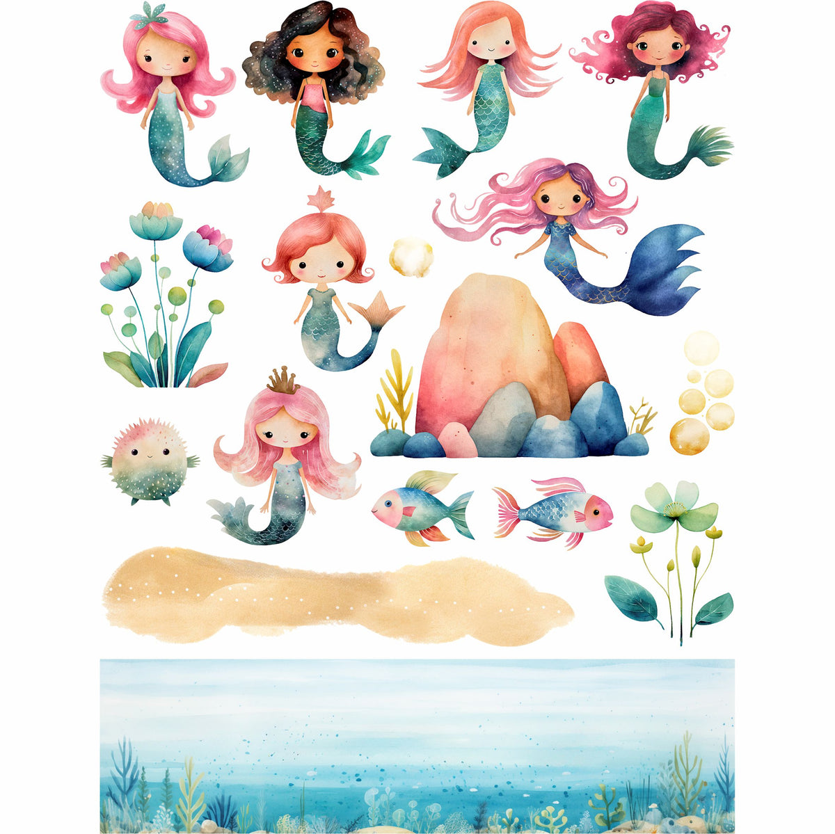 Mermaid Rice Paper, 20 x 26,6cm (6pc) - 6 Designs for Scrapbooking Cards Crafts, Decoupage by CRAFT KREATIVELY