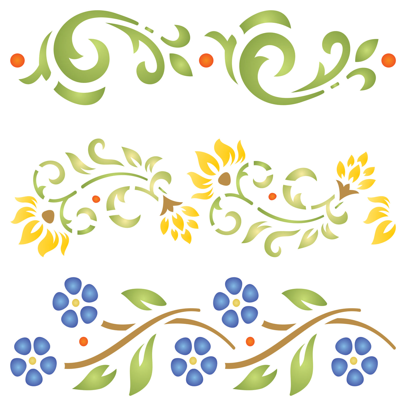 Vintage Borders Stencil - Classic Flower Border Design