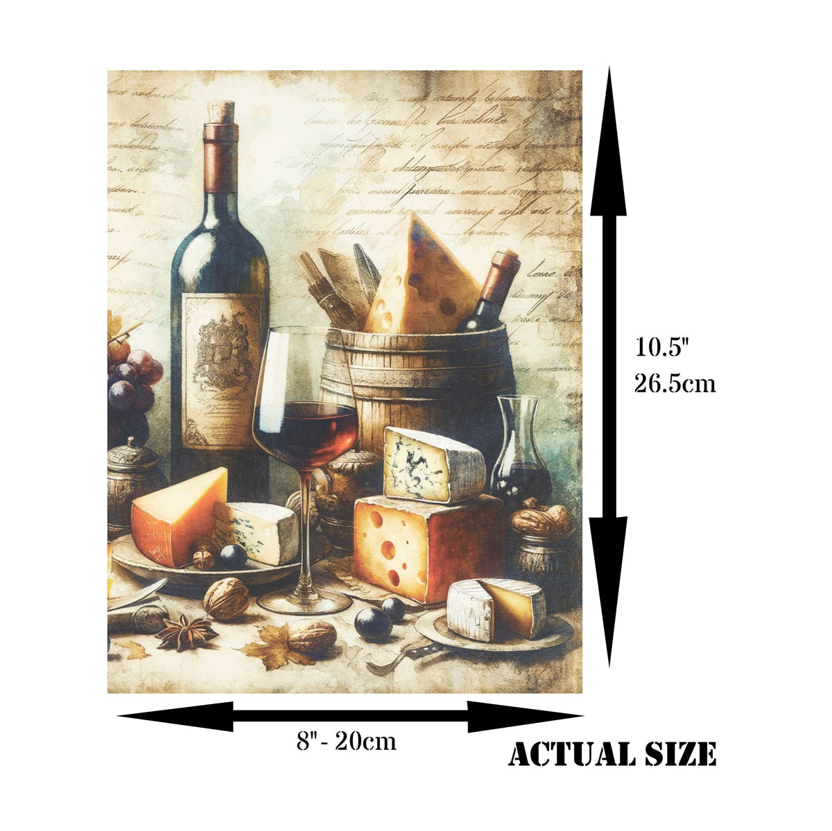 Wine Rice Paper, 20.32 x 26.67 cm - for Decoupage Scrapbooking Cards Crafts