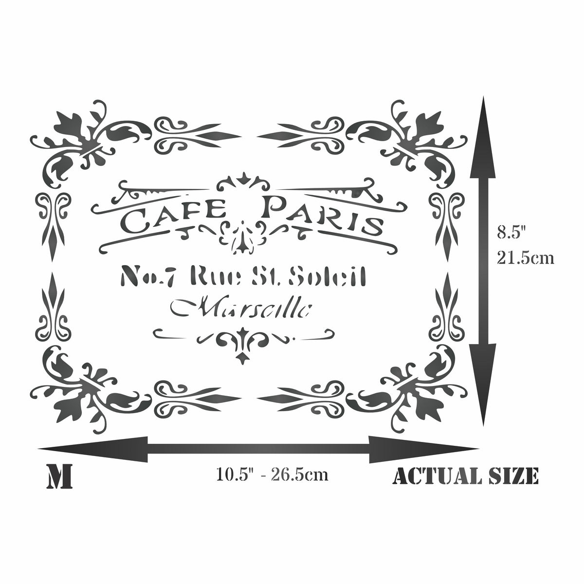 Cafe Paris Stencil, 26.67 x 21.59 cm - Vintage French Themed Sign Label