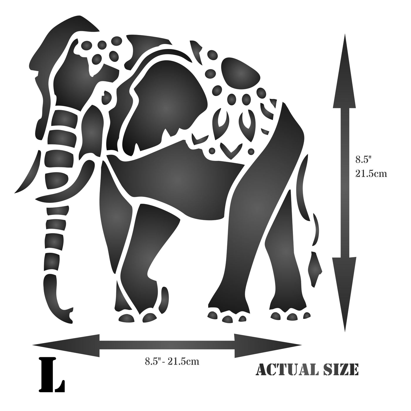 Indian Elephant Stencil - Animal Asian Pachyderm