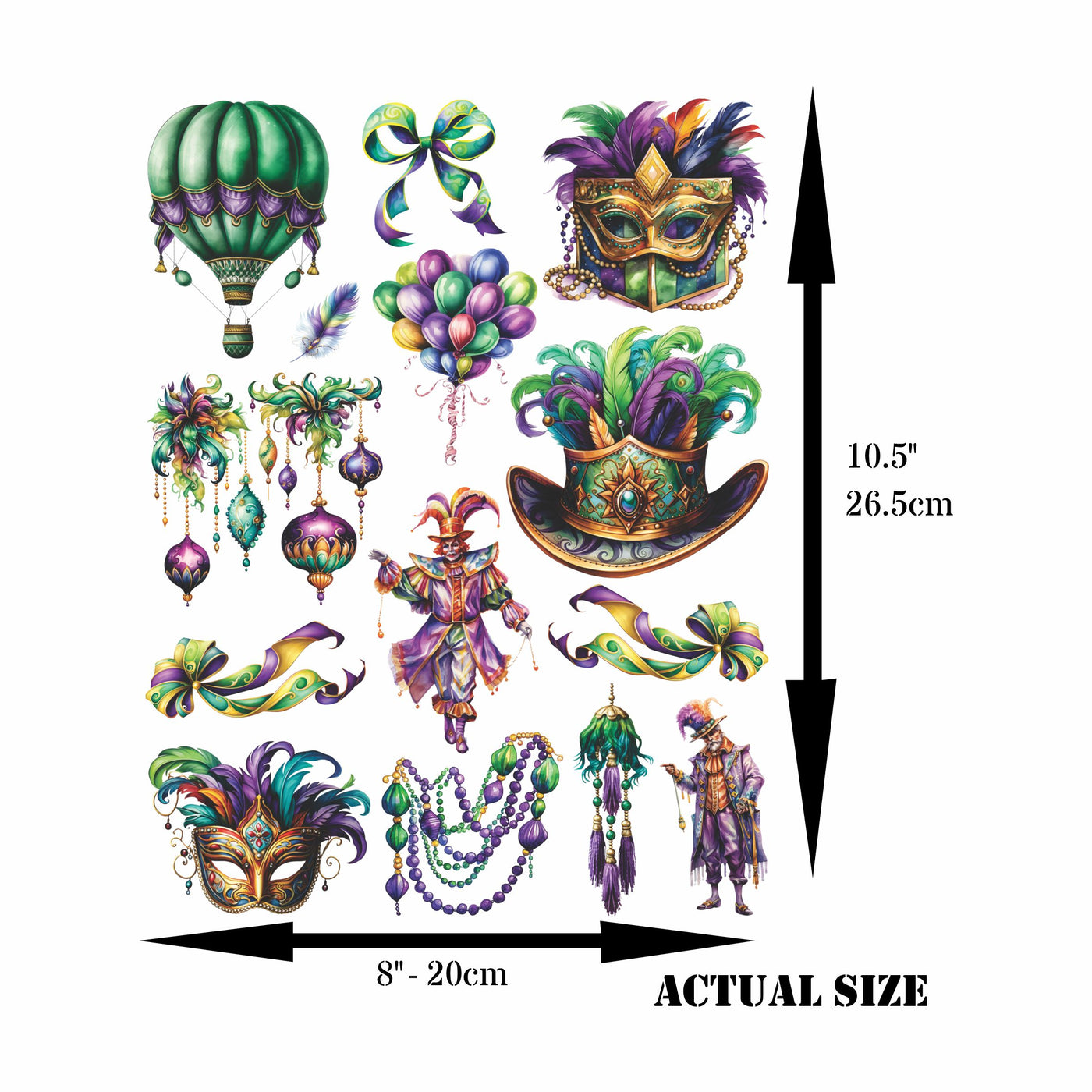 Mardi Gras Carnival Rice Paper, 8 x 10.5 inch â€“ for Decoupage Cards Craft