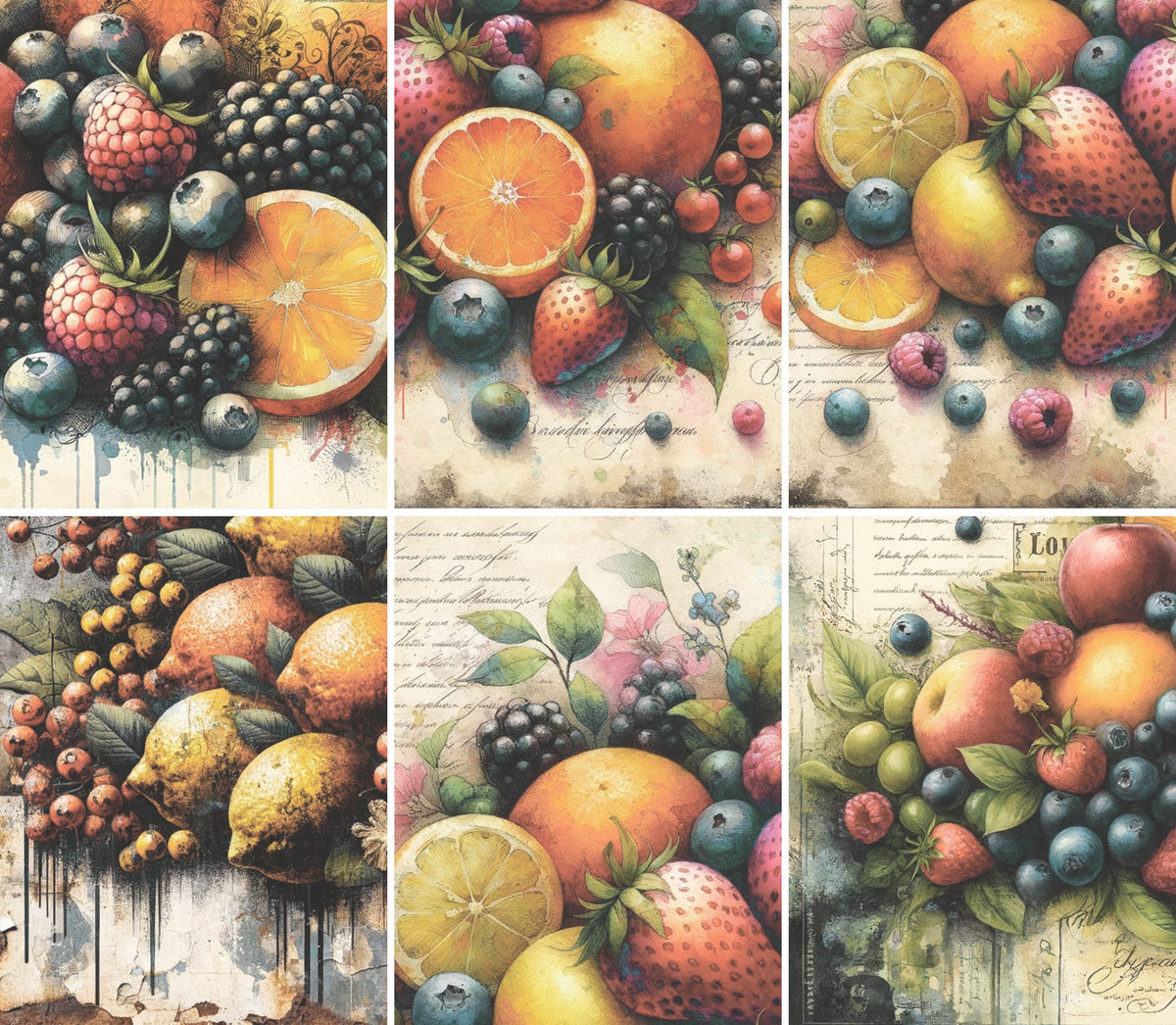 Mixed Fruit Rice Paper, 20.32 x 26.67 cm - for Decoupage Scrapbooking Cards Crafts