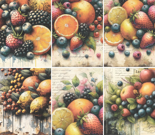 Mixed Fruit Rice Paper, 20.32 x 26.67 cm - for Decoupage Scrapbooking Cards Crafts