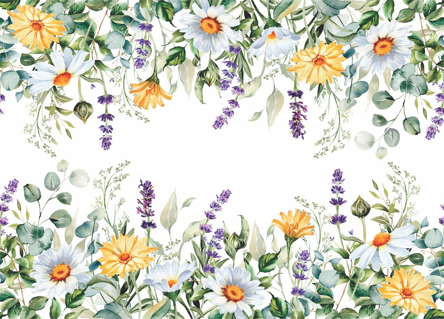 Wildflowers Border Rice Paper- 17 Sheets Printed Mulberry Paper Border 36gsm