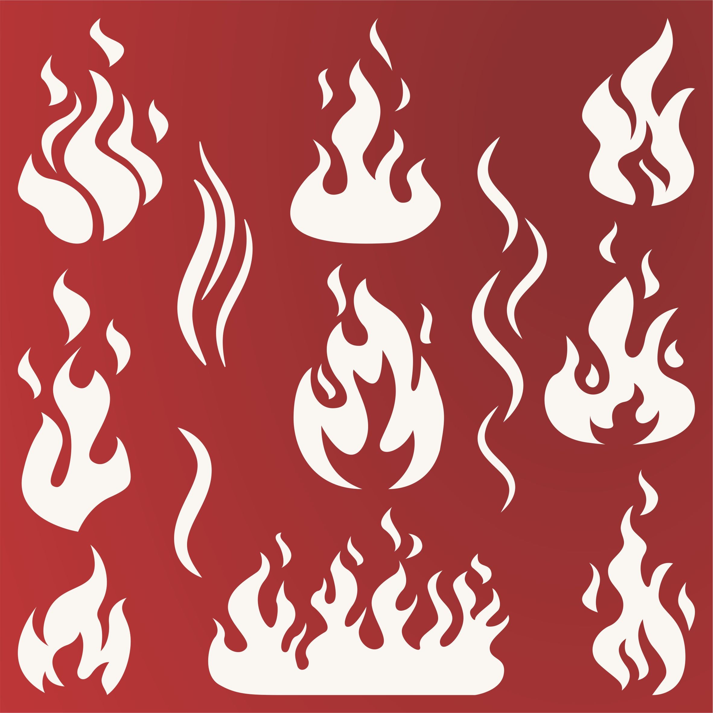 Flames Stencil - Fire Flame Smoke Burn Blaze Bonfire