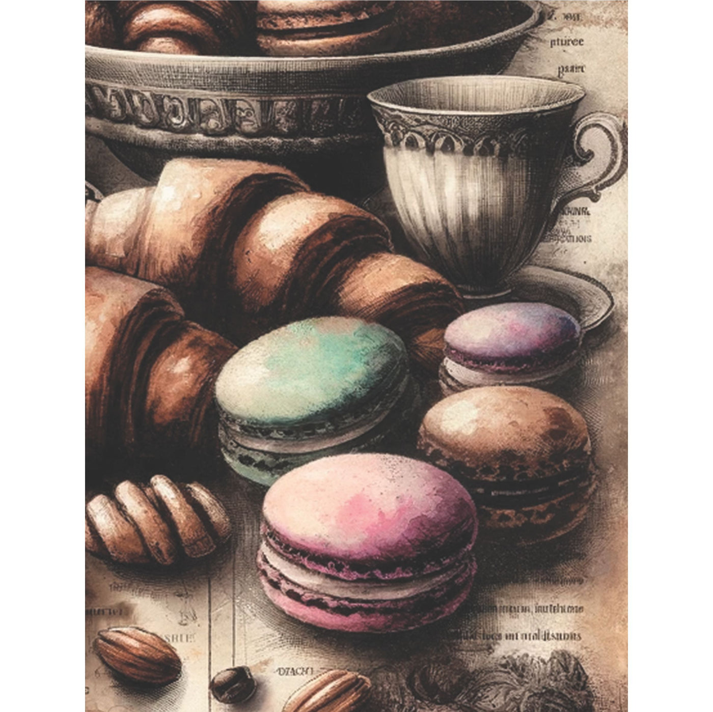 Macaroons Rice Paper, 8 x 10.5 inch - for Decoupage Scrapbooking Cards Crafts