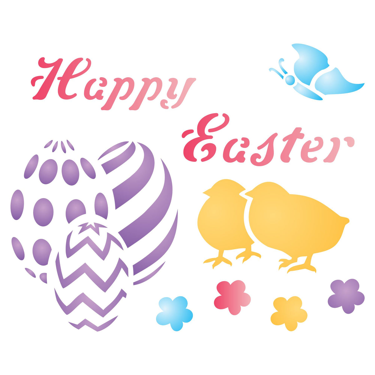 Happy Easter Stencil, 10.16 x 8.26 cm - Classic Easter Card Design