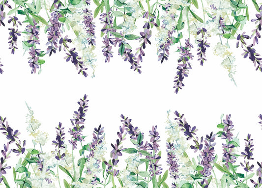 Lavender 2 Border Rice Paper- 13 Sheets Printed Mulberry Paper Border 36gsm